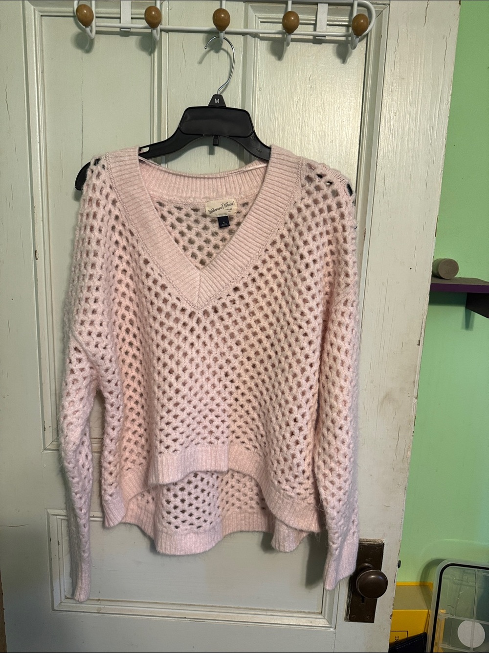 Universal Thread Pale Pink Open-Knit V-Neck Sweater